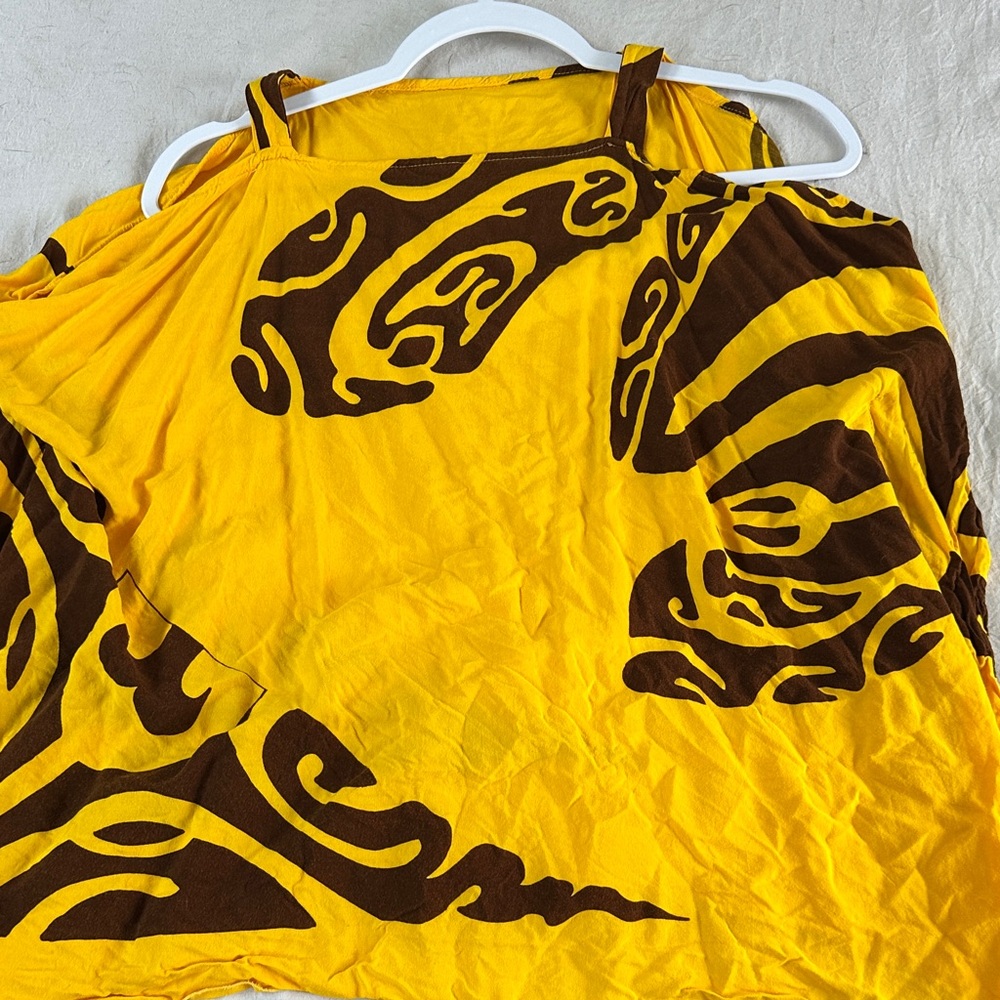 Yellow and Brown Patterned Top